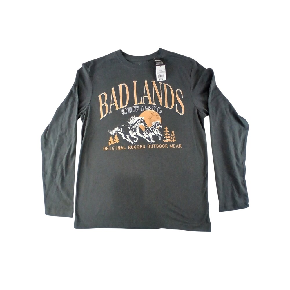 Original Use Mens Bad Lands South Dakota Graphic Long Sleeve T-Shirt Gray S NWT